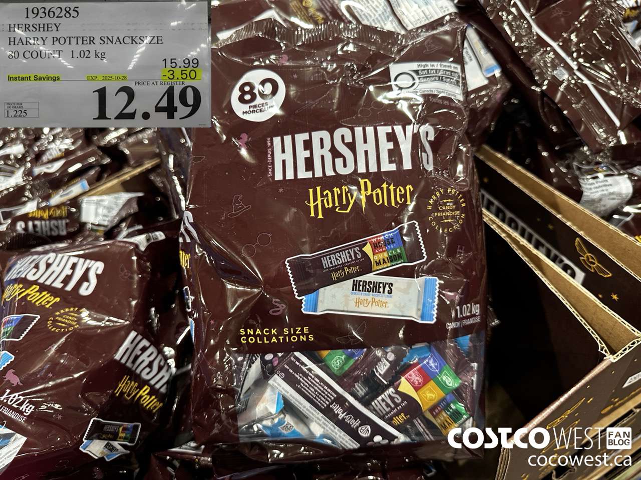 1936285 HERSHEY HARRY POTTER SNACKSIZE 80 COUNT 1.02KG ($3.50 INSTANT SAVINGS EXPIRES ON 2025-10-28) $12.49