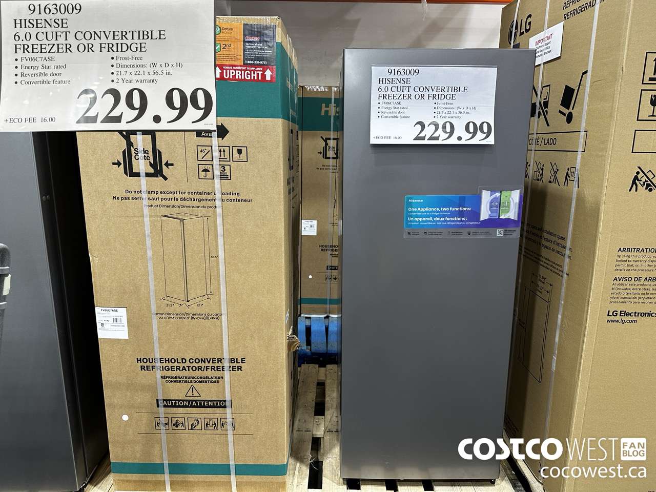 9163009 HISENSE 6.0 CUFT CONVERTIBLE FREEZER OR FRIDGE $229.99