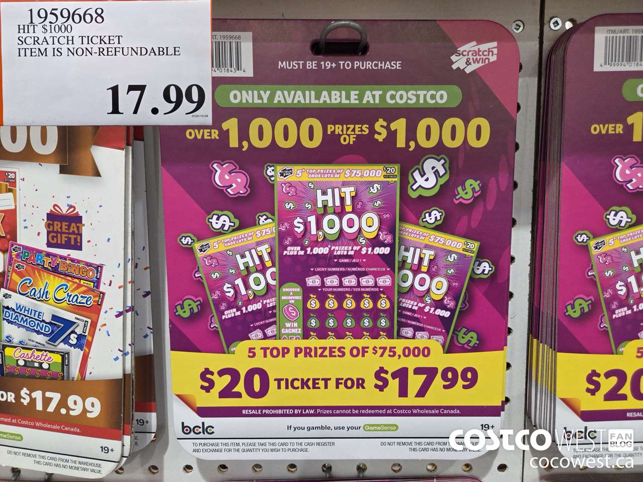 1959668 HIT $1000 SCRATCH TICKET ITEM IS NON-REFUNDABLE $17.99