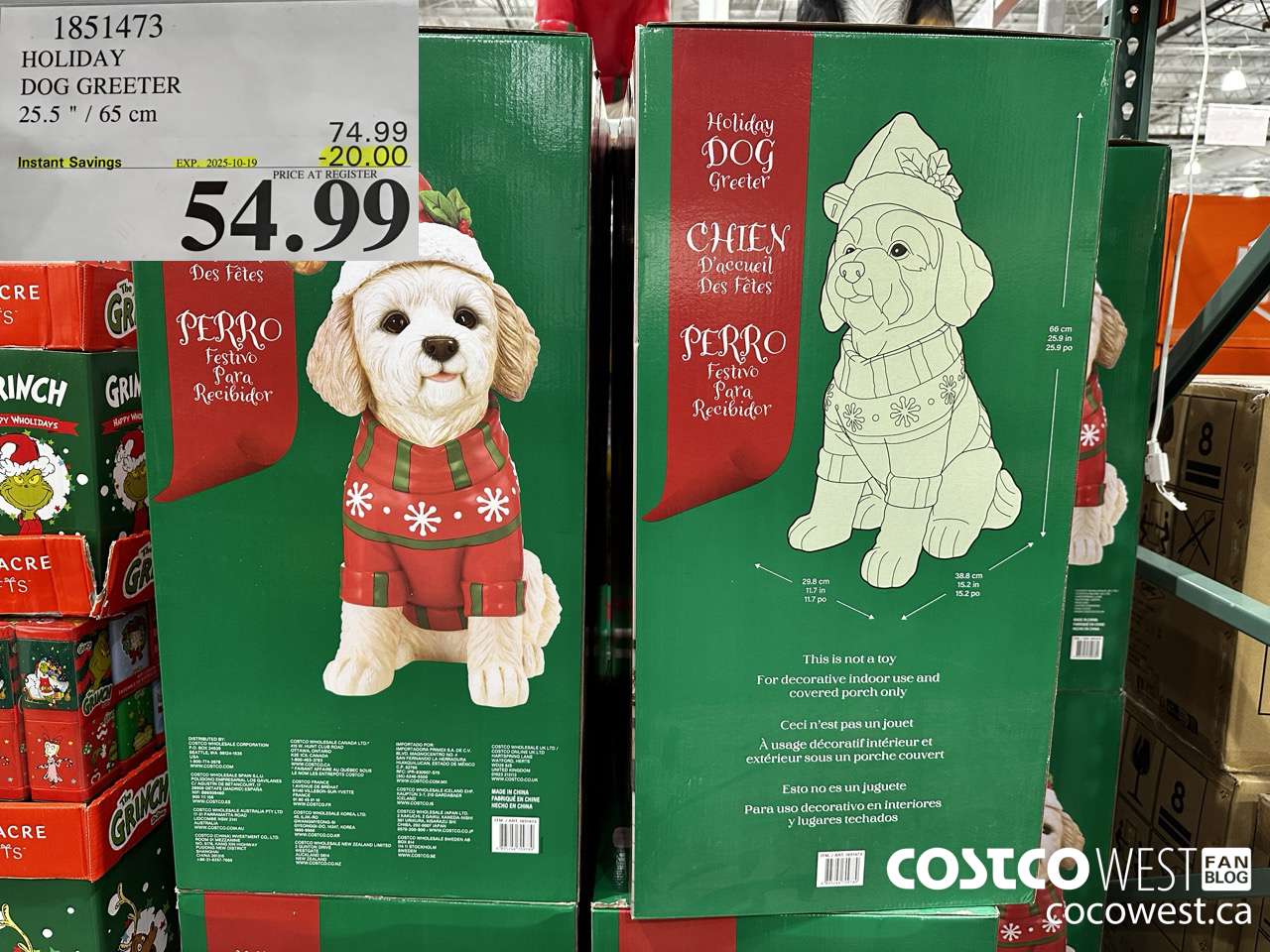 1851473 HOLIDAY DOG GREETER 25.5