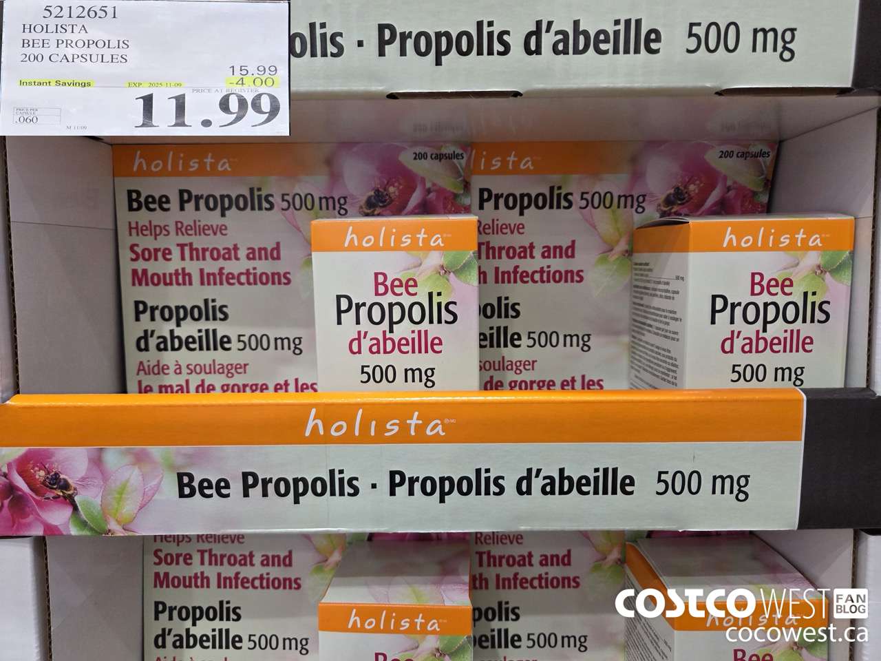 5212651 HOLISTA BEE PROPOLIS 200 CAPSULES ($4.00 INSTANT SAVINGS EXPIRES ON 2025-11-09) $11.99