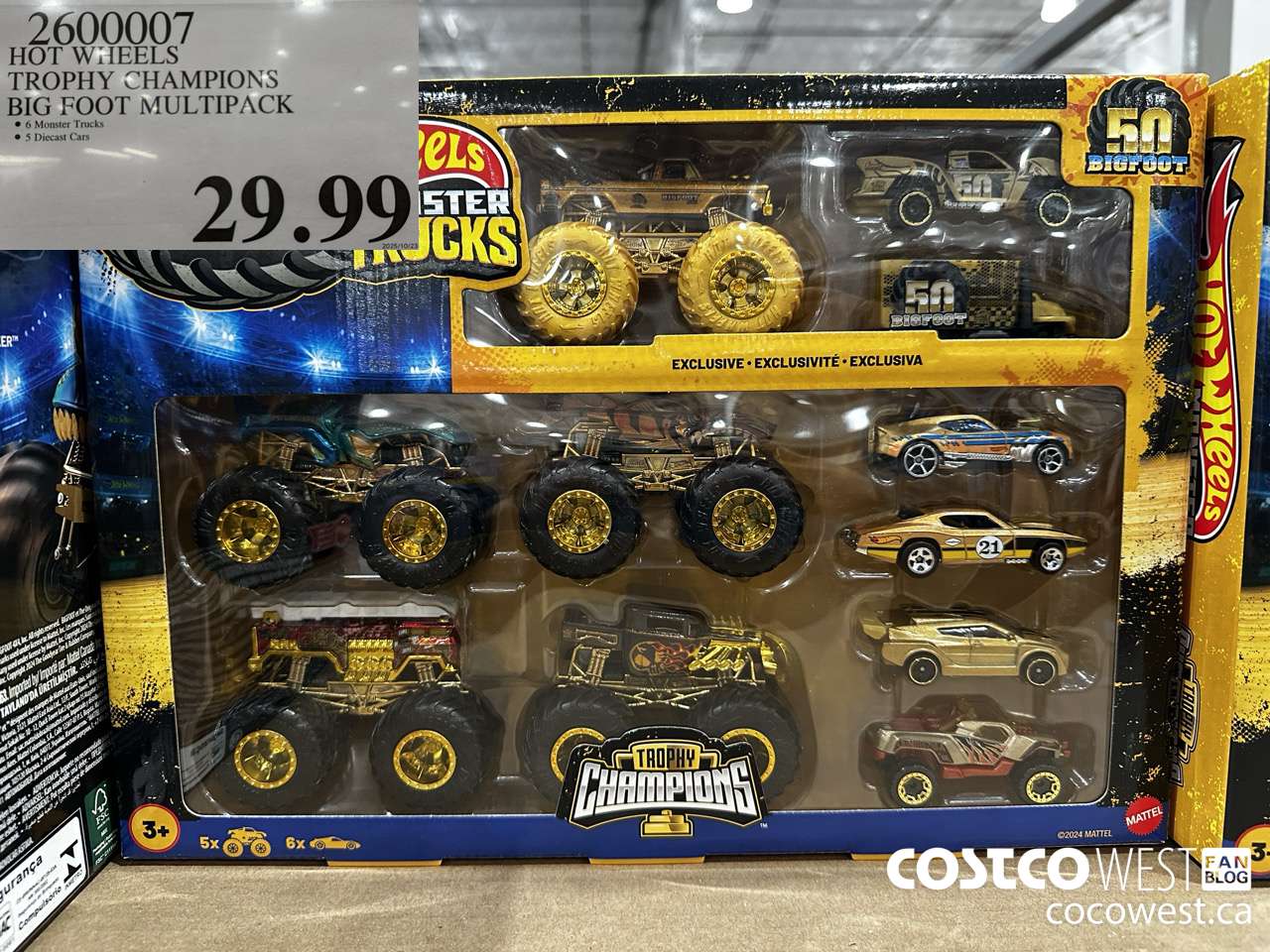 2600007 HOT WHEELS TROPHY CHAMPIONS BIG FOOT MULTIPACK $29.99