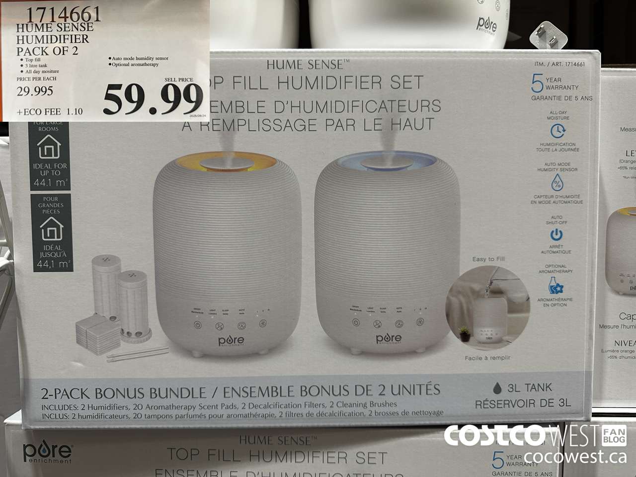 1714661 HUME SENSE HUMIDIFIER PACK OF 2 $59.99