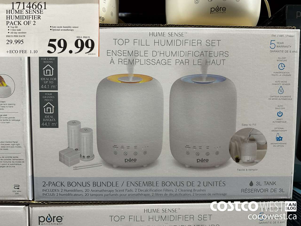 1714661 HUME SENSE HUMIDIFIER PACK OF 2 $59.99