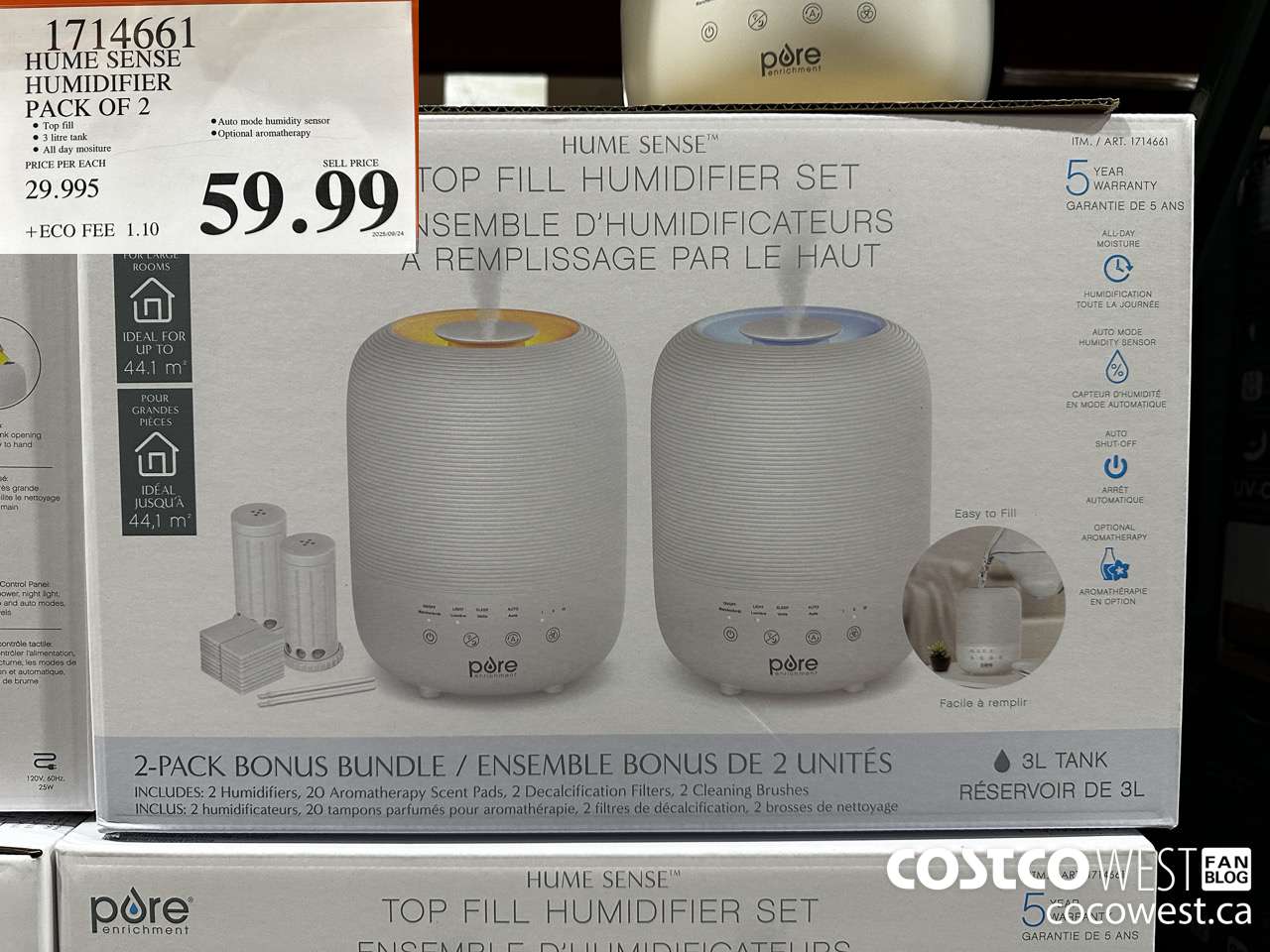 1714661 HUME SENSE HUMIDIFIER PACK OF 2 $59.99