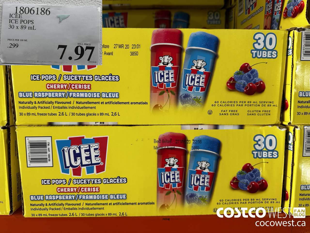 1806186 ICEE ICE POPS 30 X 89ML $7.97