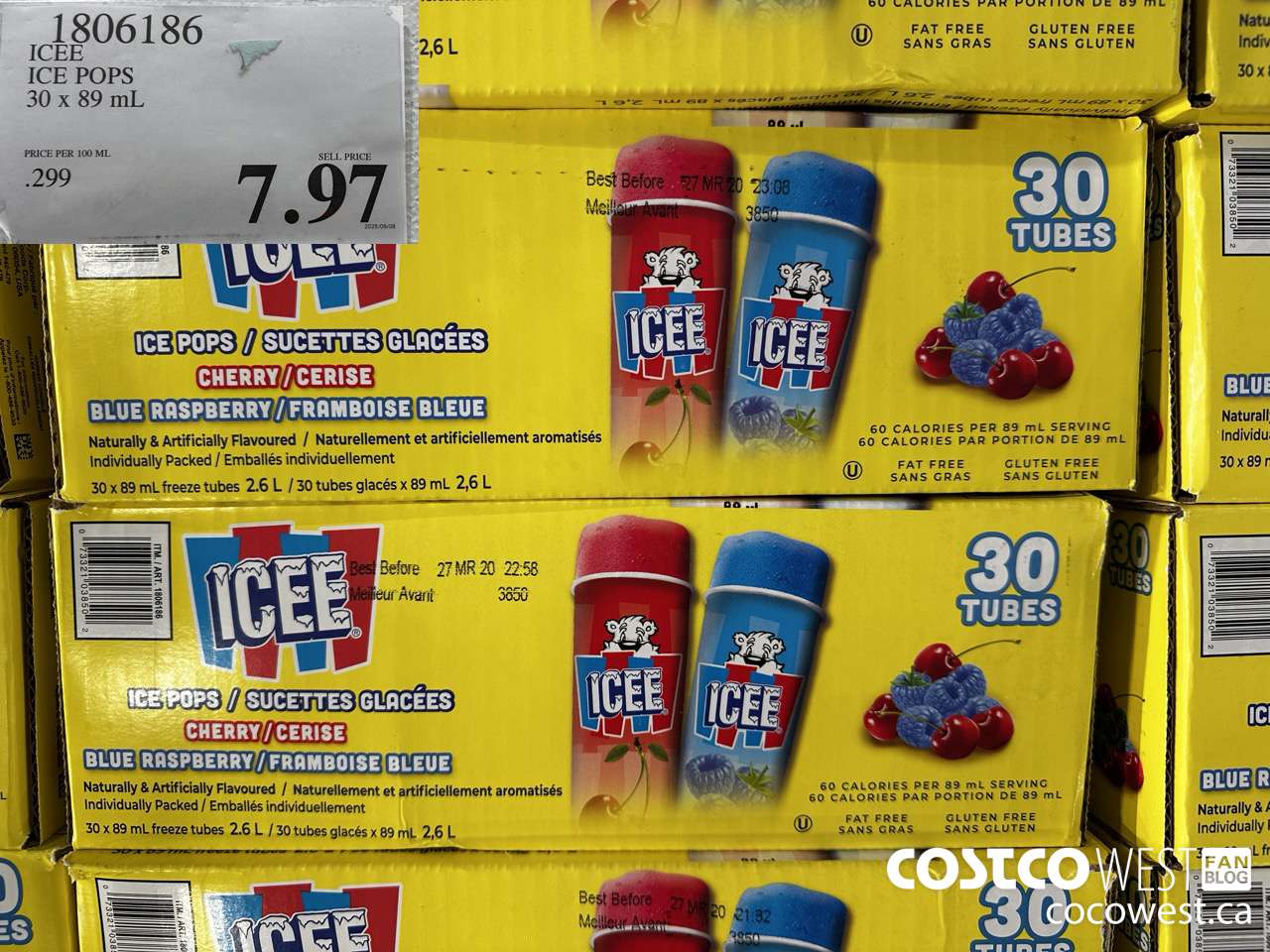 1806186 ICEE ICE POPS 30 X 89ML $7.97
