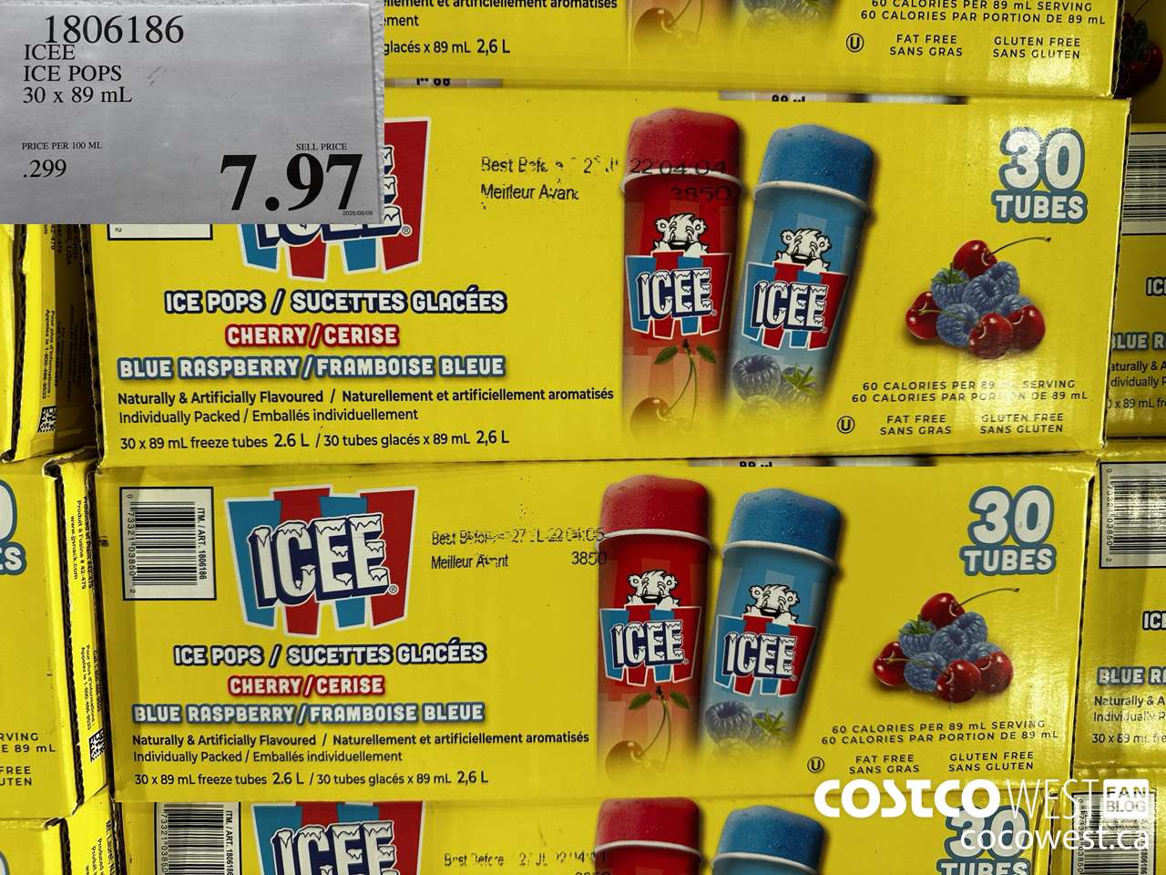 1806186 ICEE ICE POPS 30 X 89ML $7.97