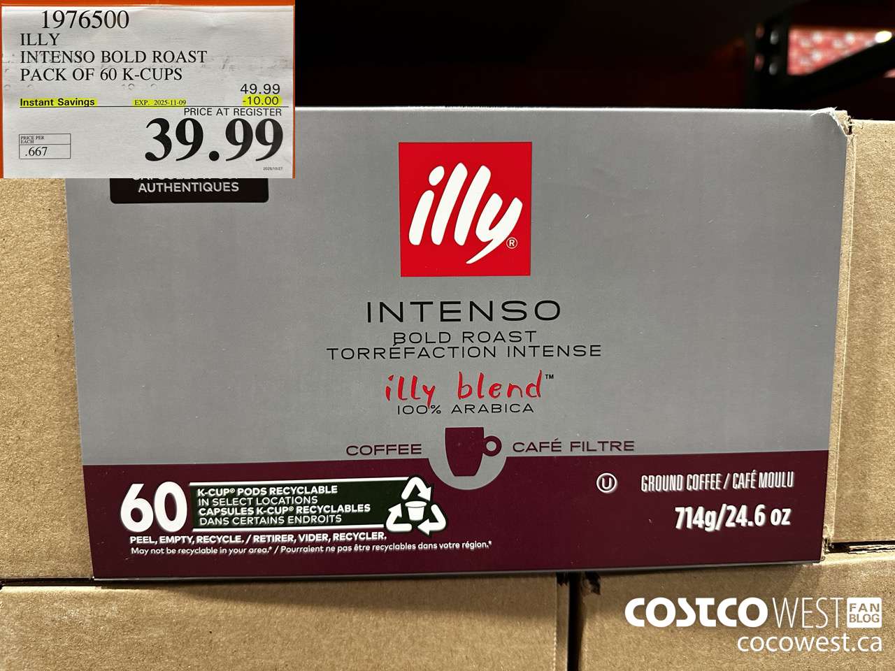 1976500 ILLY INTENSO BOLD ROAST PACK OF 60 K-CUPS ($10.00 INSTANT SAVINGS EXPIRES ON 2025-11-09) $39.99