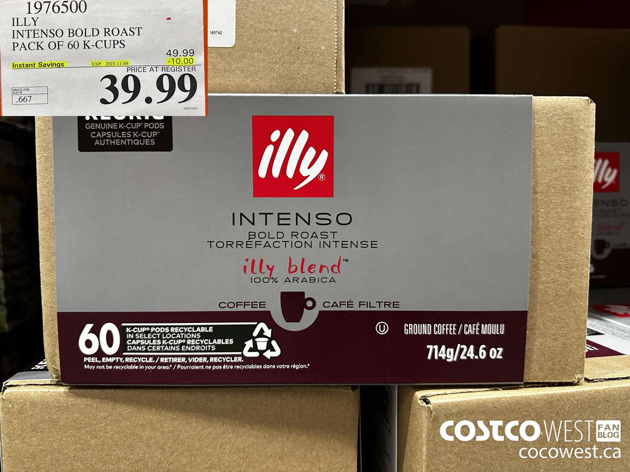 1976500 ILLY INTENSO BOLD ROAST PACK OF 60 K-CUPS ($10.00 INSTANT SAVINGS EXPIRES ON 2025-11-09) $39.99