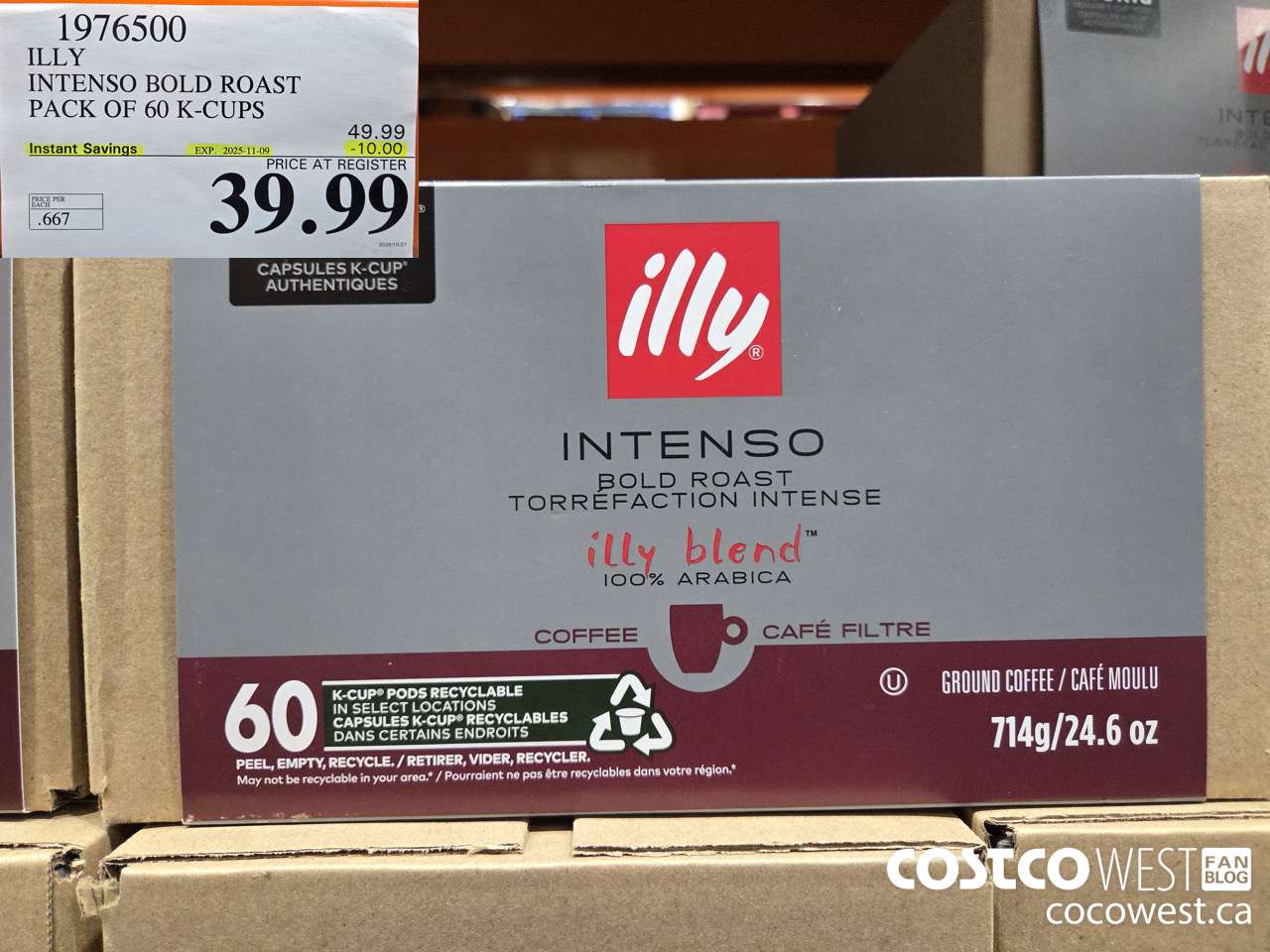 1976500 ILLY INTENSO BOLD ROAST PACK OF 60 K-CUPS ($10.00 INSTANT SAVINGS EXPIRES ON 2025-11-09) $39.99