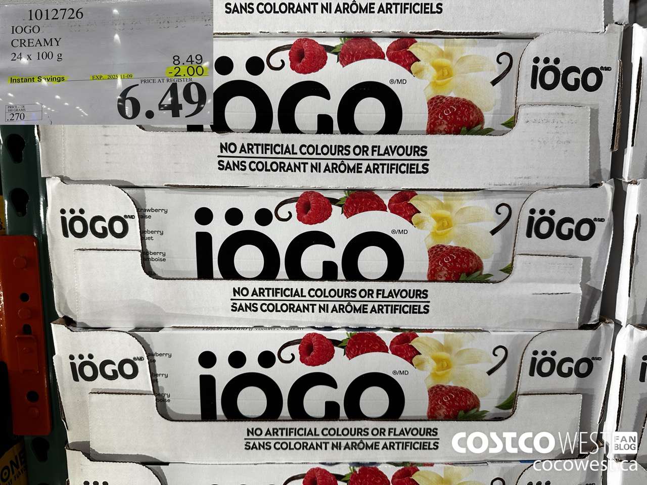 1012726 IOGO CREAMY 24 X 100G ($2.00 INSTANT SAVINGS EXPIRES ON 2025-11-09) $6.49