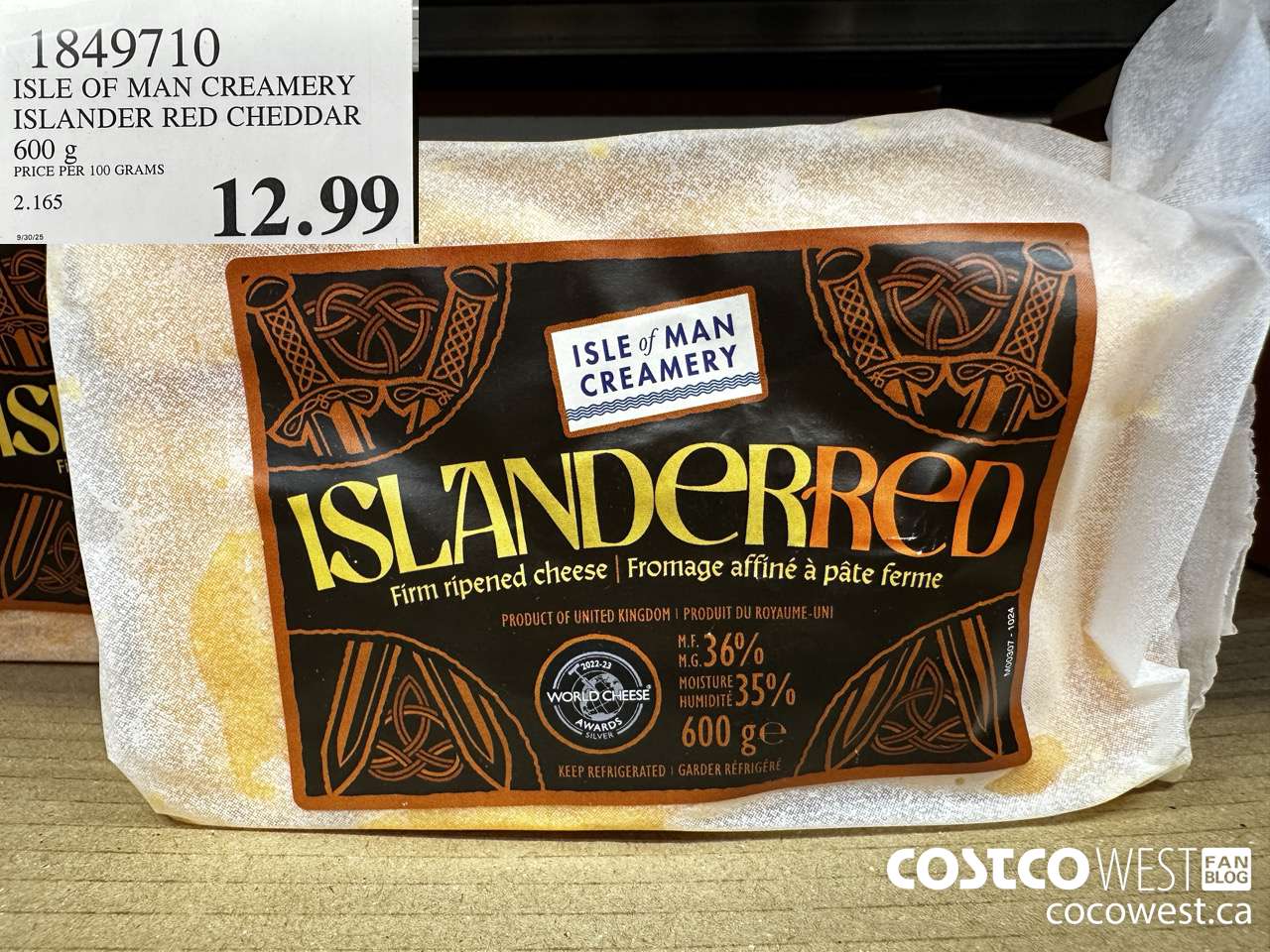 1849710 ISLE OF MAN CREAMERY ISLANDER RED CHEDDAR 600G $12.99