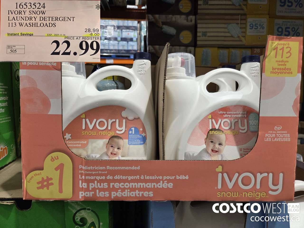 1653524 IVORY SNOW LAUNDRY DETERGENT 113 WASHLOADS ($6.00 INSTANT SAVINGS EXPIRES ON 2025-11-16) $22.99