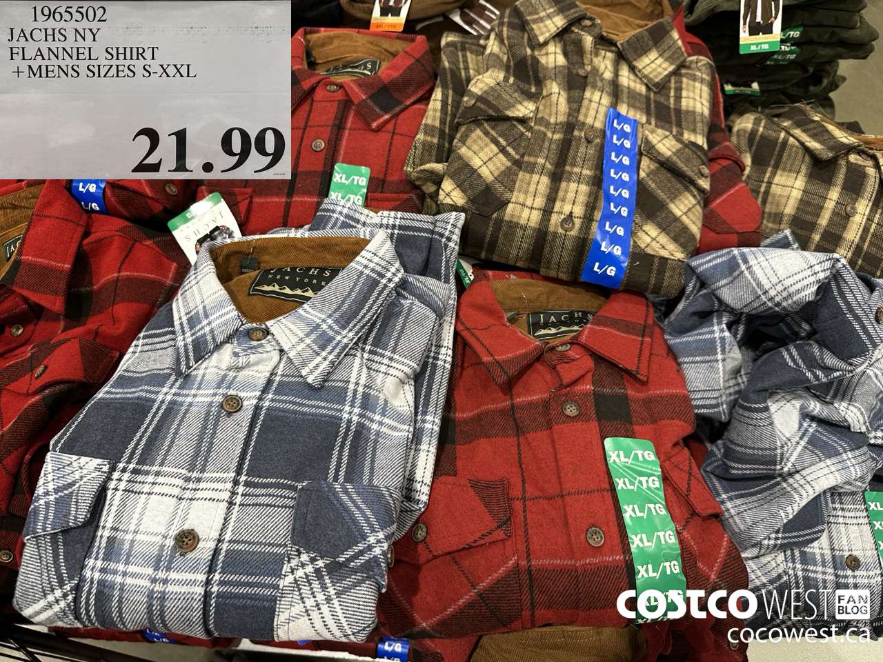 1965502 JACHS NY FLANNEL SHIRT MENS SIZES S-XXL $21.99