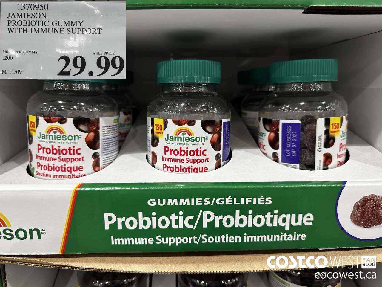 1370950 JAMIESON PROBIOTIC GUMMY WITH IMMUNE SUPPORT $29.99