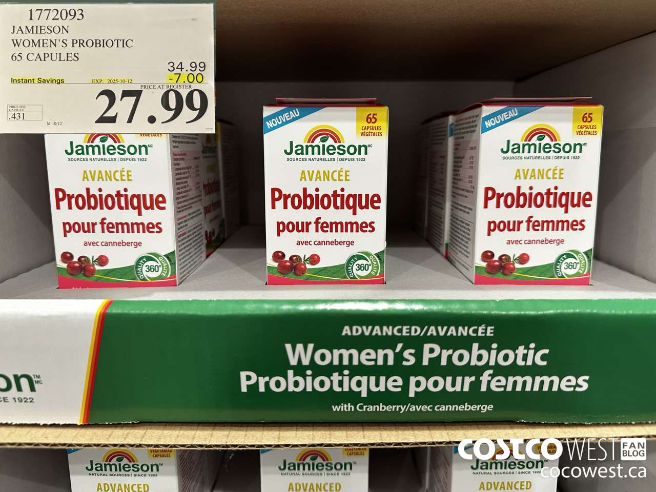 1772093 JAMIESON WOMEN'S PROBIOTIC ADVANCED - 65 CAPS ($7.00 INSTANT SAVINGS EXPIRES ON 2025-10-12) $27.99