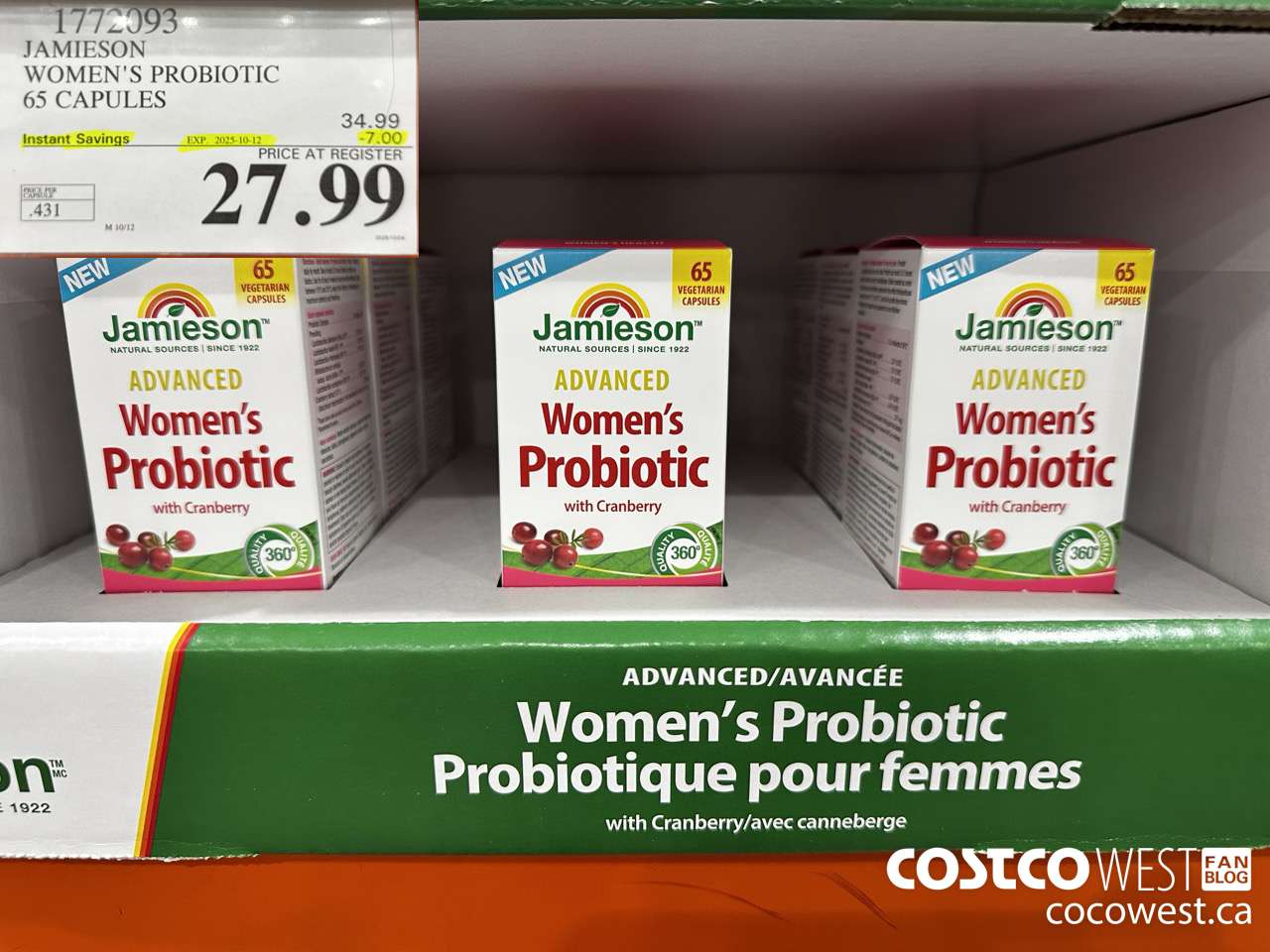 1772093 JAMIESON WOMEN'S PROBIOTIC ADVANCED - 65 CAPS ($7.00 INSTANT SAVINGS EXPIRES ON 2025-10-12) $27.99