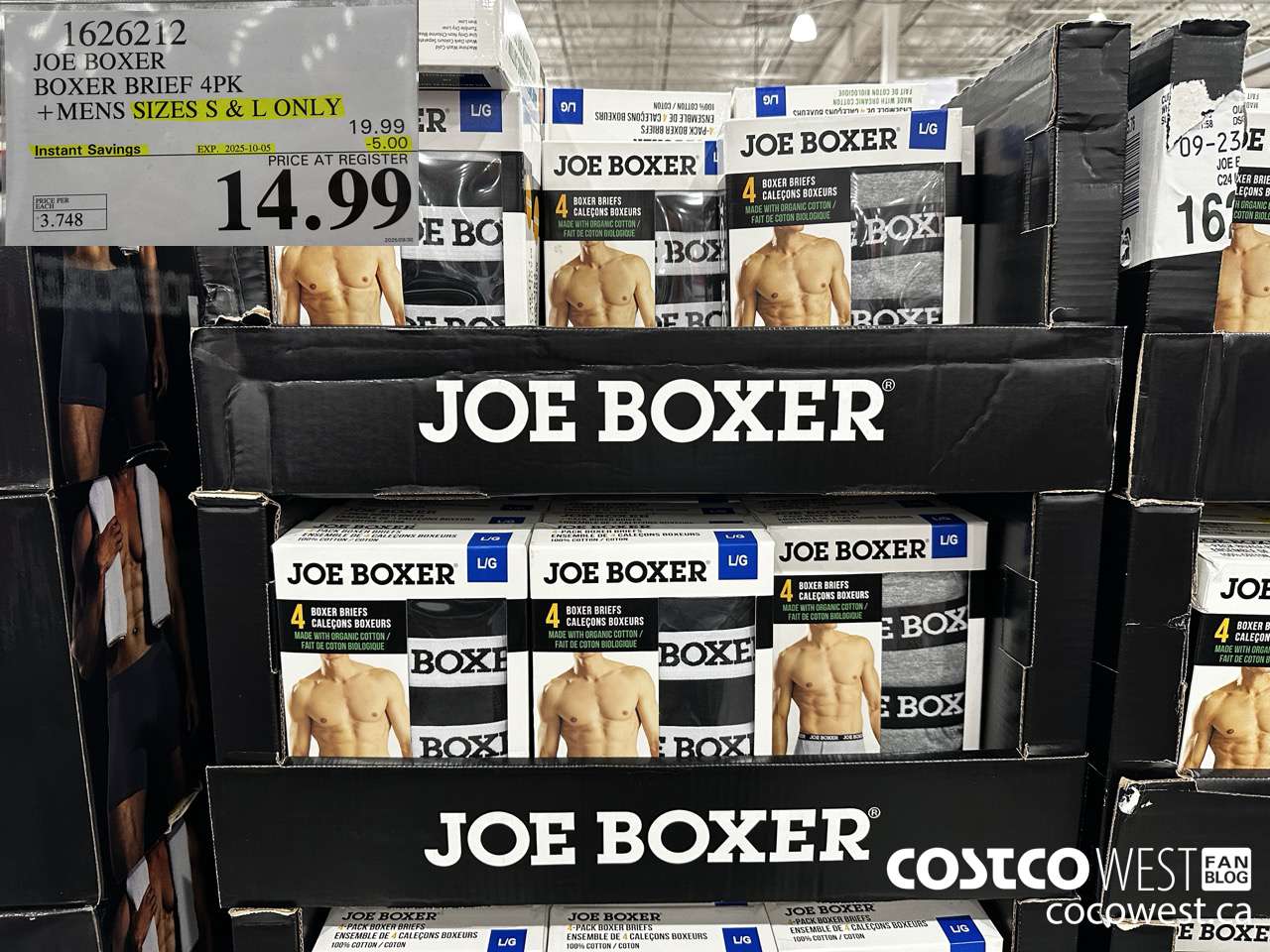 1626212 JOE BOXER BOXER BRIEF 4PK MENS SIZES S & L ONLY ($5.00 INSTANT SAVINGS EXPIRES ON 2025-10-05) $14.99