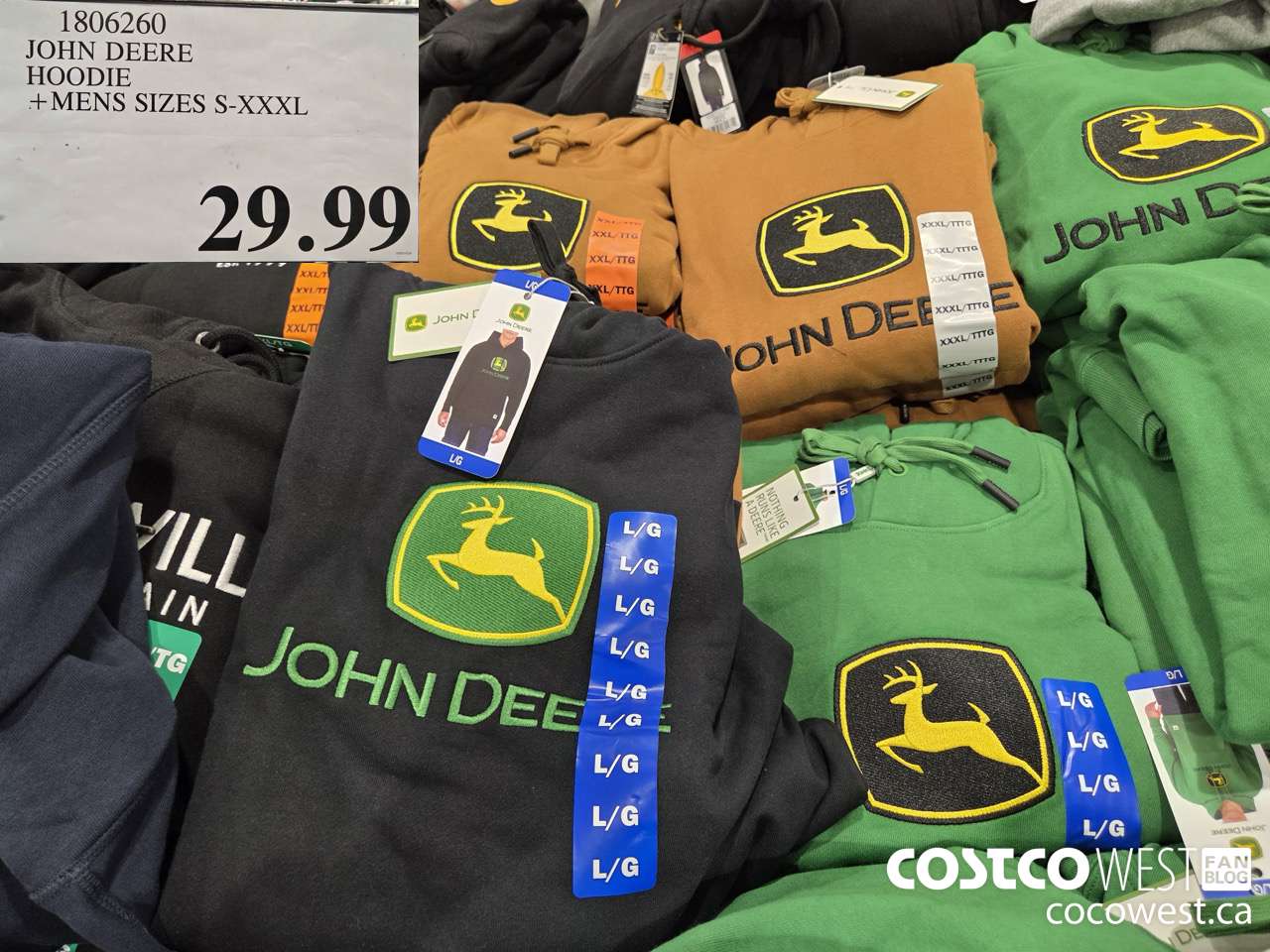 1806260 JOHN DEERE HOODIE MENS SIZES S-XXXL $29.99