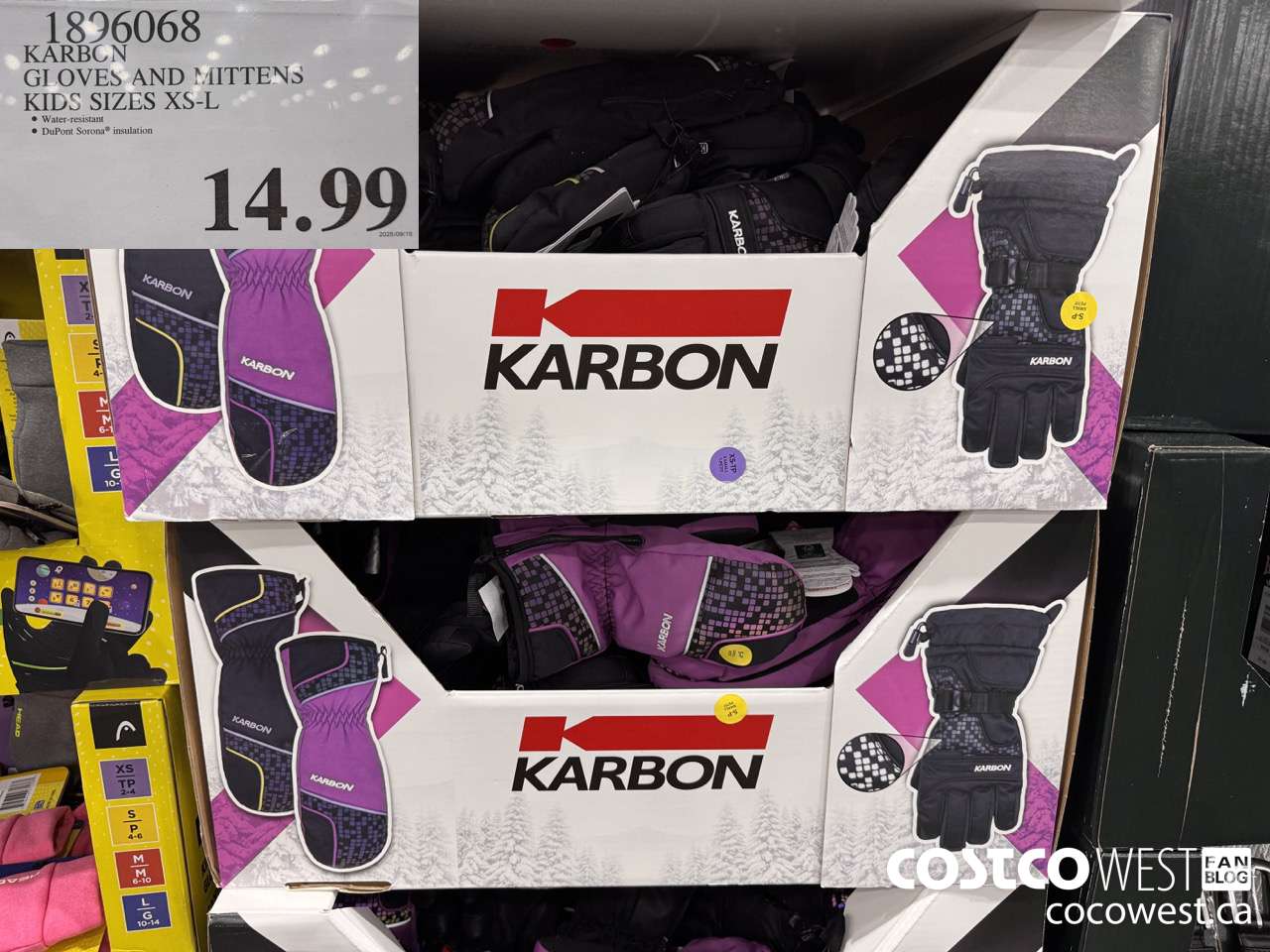 1896068 KARBON GLOVES AND MITTENS KIDS SIZES XS-L $14.99
