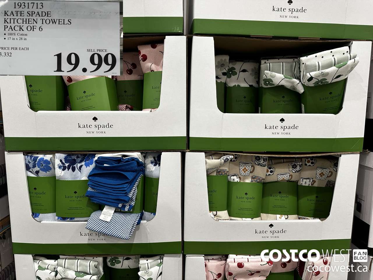 1931713 KATE SPADE KITCHEN TOWELS PACK OF 6 $19.99