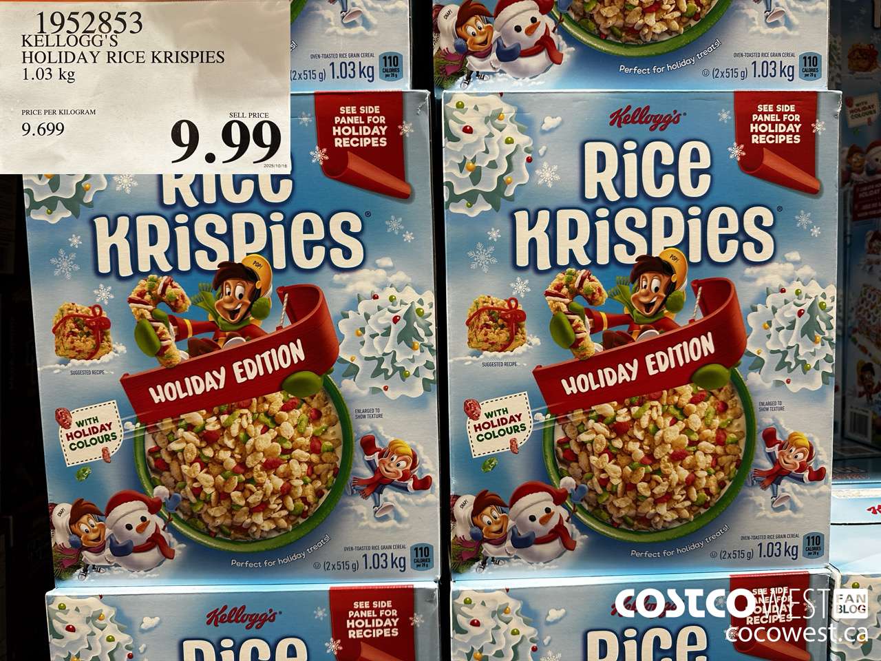 1952853 KELLOGG'S HOLIDAY RICE KRISPIES 1.03KG $9.99