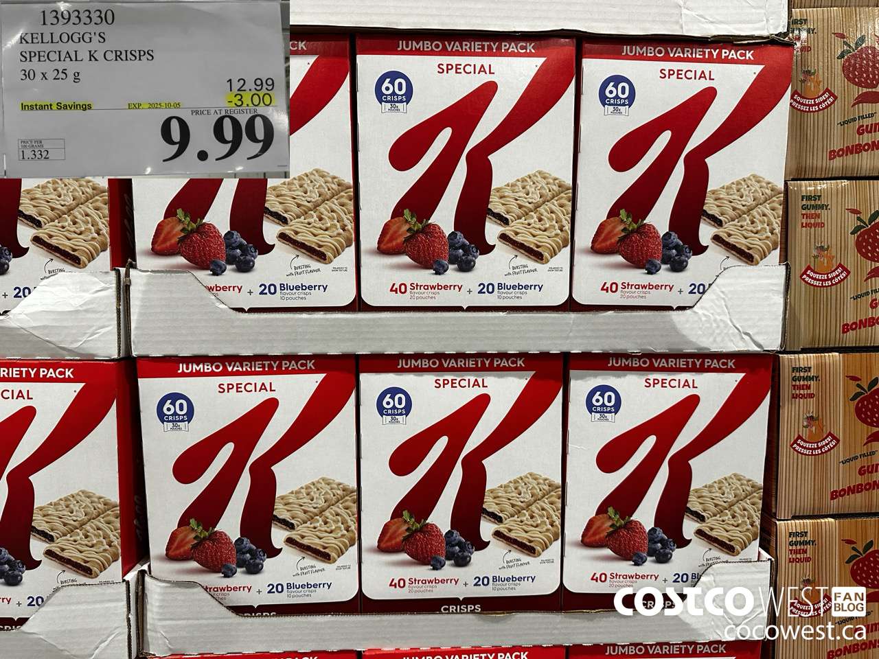 1393330 KELLOGG'S SPECIAL K CRISPS 750 G ($3.00 INSTANT SAVINGS EXPIRES ON 2025-10-05) $9.99