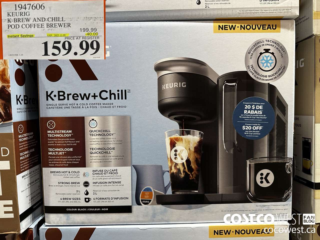 1947606 KEURIG K-BREW AND CHILL POD COFFEE BREWER ($40.00 INSTANT SAVINGS EXPIRES ON 2025-11-09) $159.99