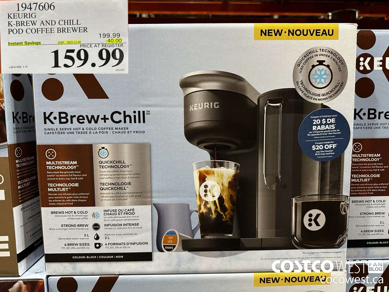 1947606 KEURIG K-BREW AND CHILL POD COFFEE BREWER ($40.00 INSTANT SAVINGS EXPIRES ON 2025-11-09) $159.99