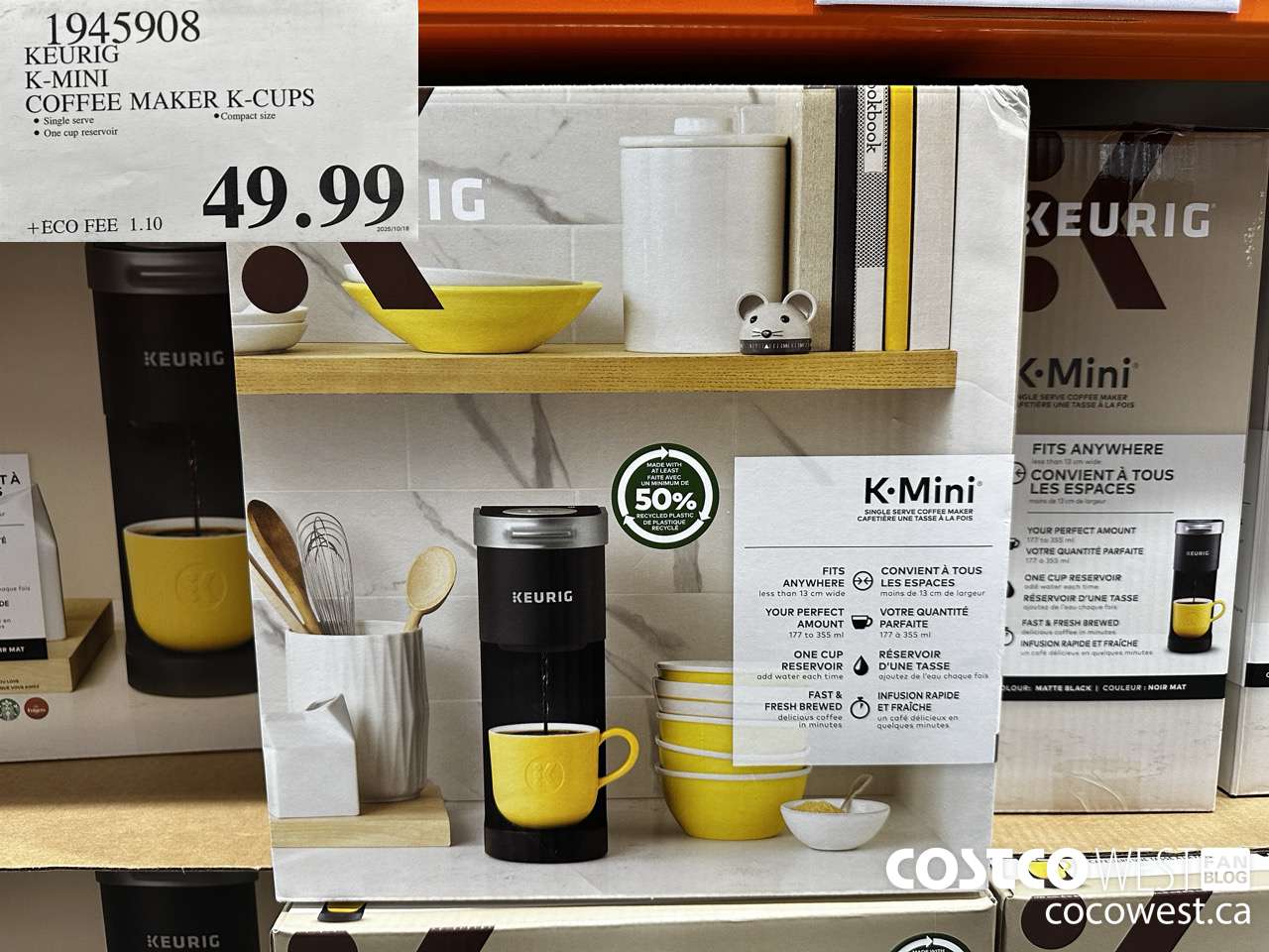 1945908 KEURIG K-MINI COFFEE MAKER K-CUPS $49.99