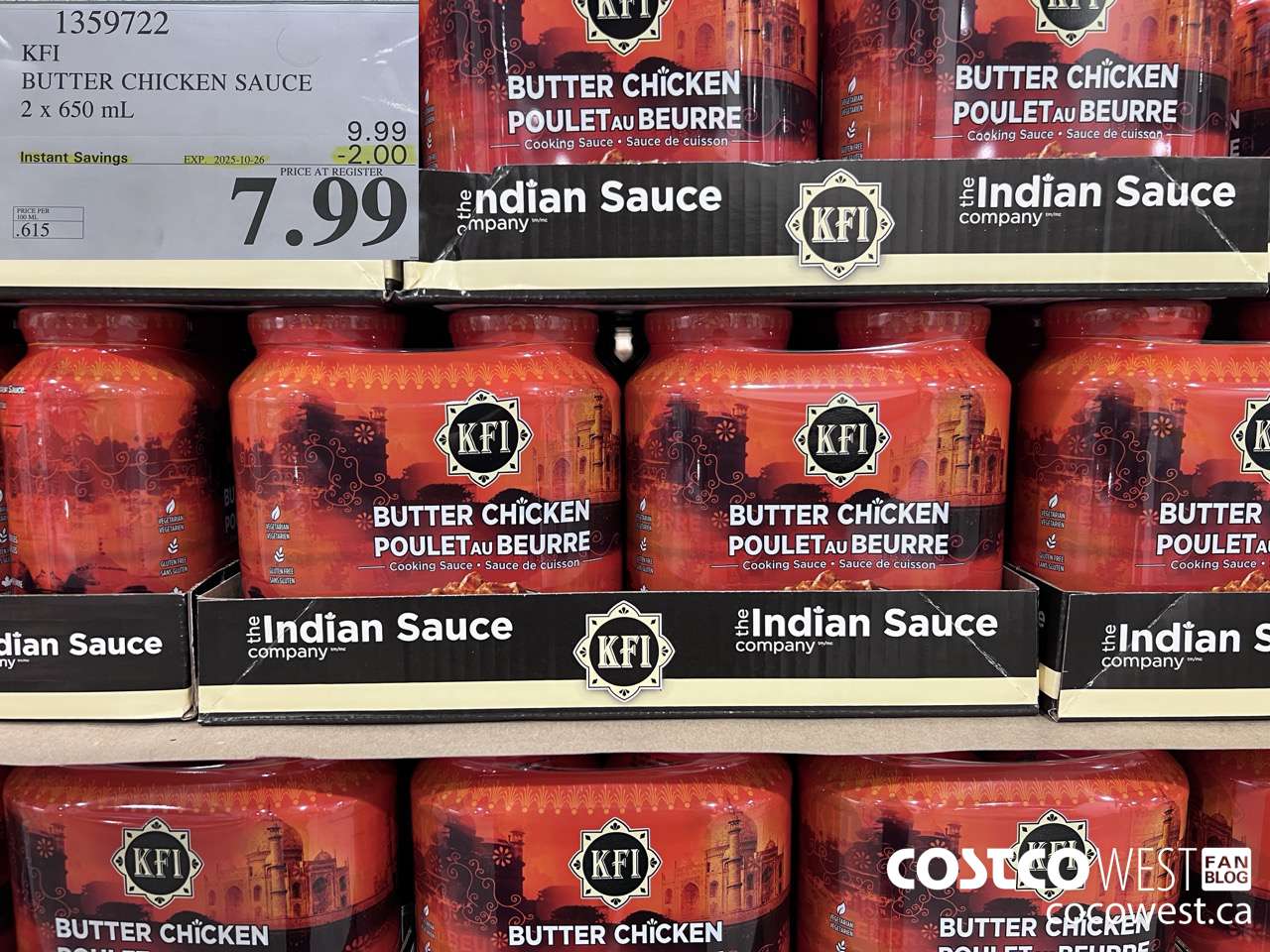 1359722 KFI BUTTER CHICKEN SAUCE 2 x 650 mL ($2.00 INSTANT SAVINGS EXPIRES ON 2025-10-26) $7.99