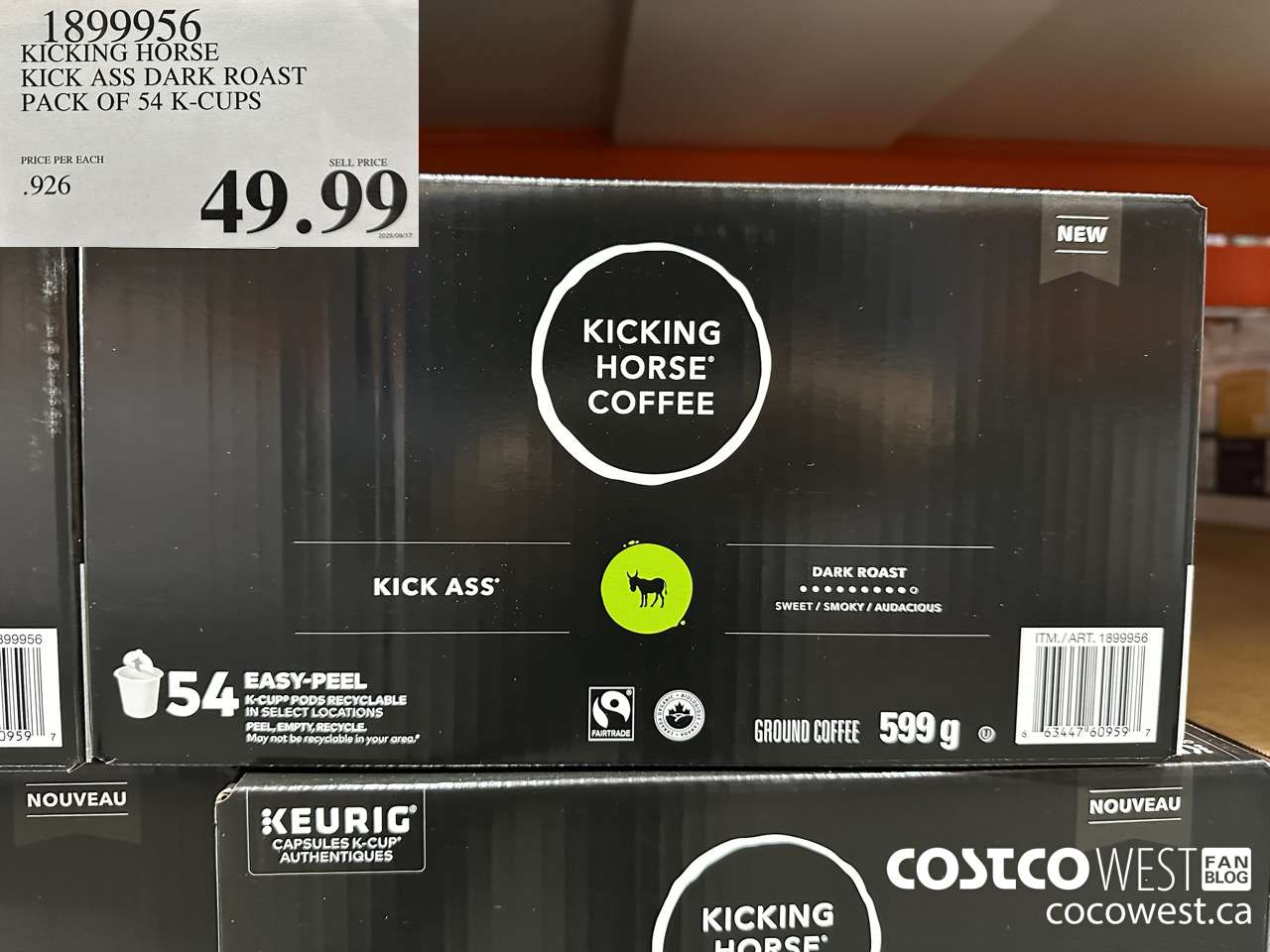 1899956 KICKING HORSE KICK ASS DARK ROAST PACK OF 54 K-CUPS $49.99