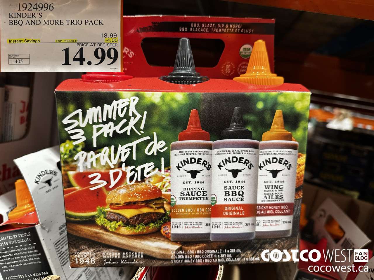 1924996 KINDER'S BBQ AND MORE TRIO PACK ($4.00 INSTANT SAVINGS EXPIRES ON 2025-10-12) $14.99
