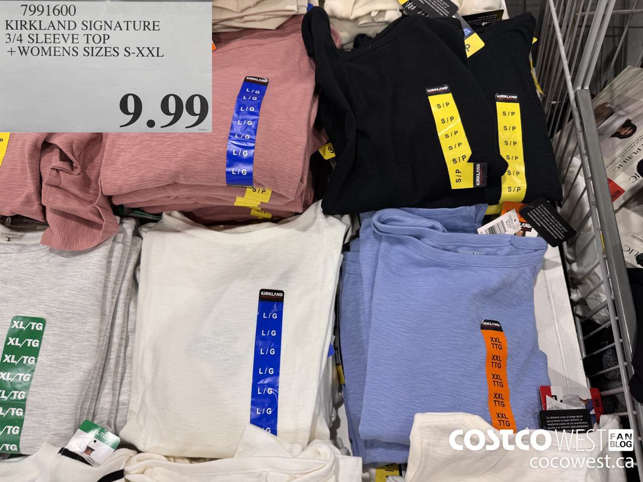 7991600 KIRKLAND SIGNATURE 3/4 SLEEVE TOP LADIES SIZES S-XXL $9.99