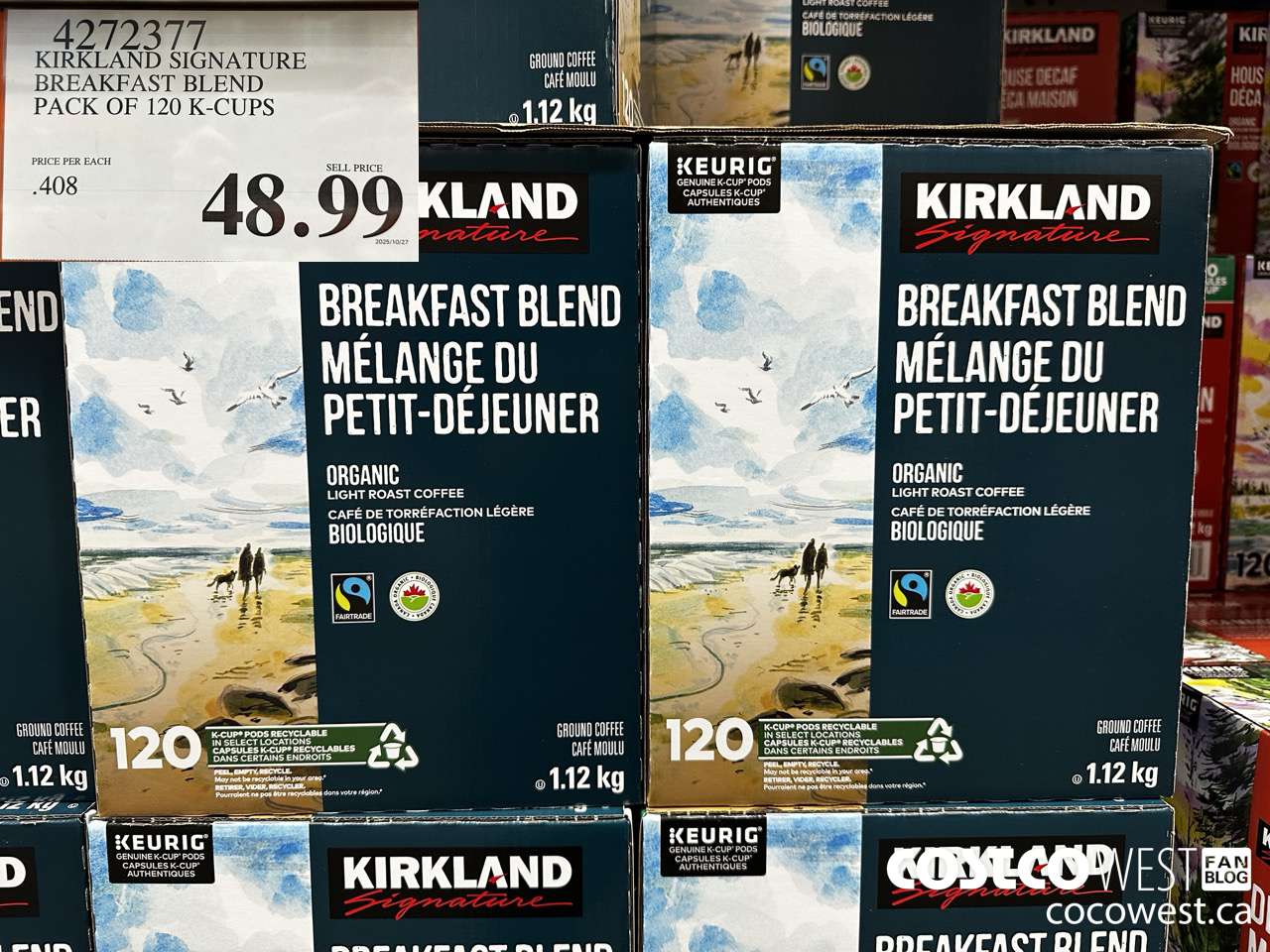 4272377 KIRKLAND SIGNATURE BREAKFAST BLEND PACK OF 120 K-CUPS $48.99