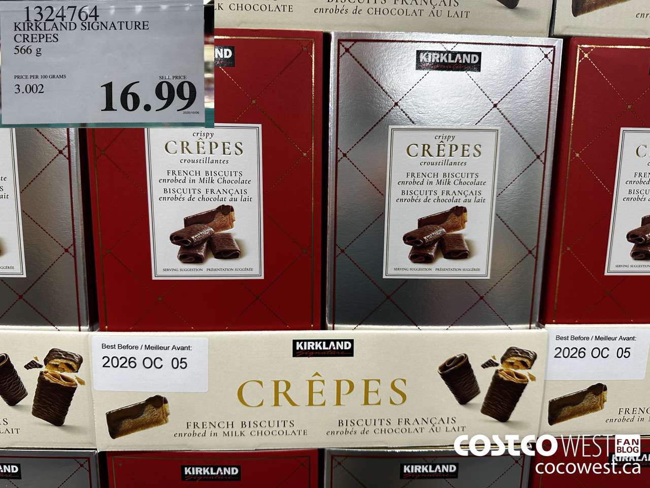 1324764 KIRKLAND SIGNATURE CHOCOLATE CREPES 566 G $16.99