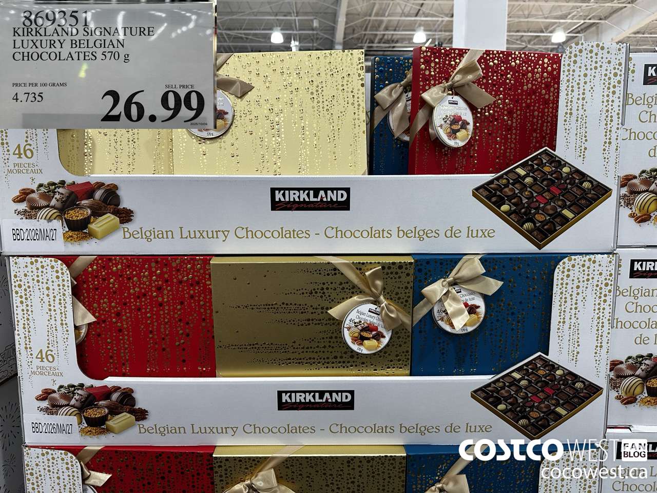 869351 KIRKLAND SIGNATURE LUXURY BELGIAN CHOCOLATES 570 g $26.99