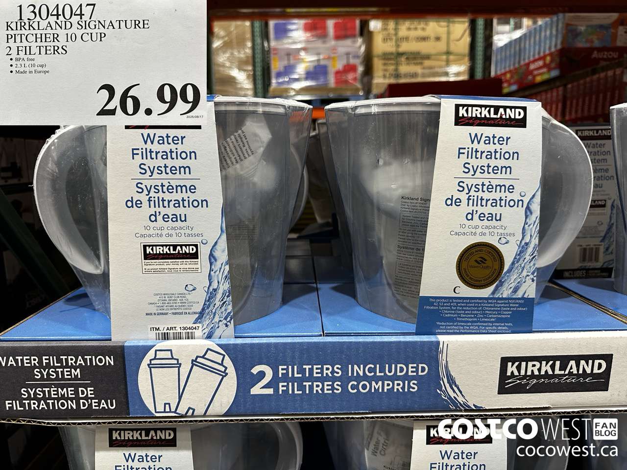 1304047 KIRKLAND SIGNATURE PITCHER 10 CUP 2 FILTERS $26.99