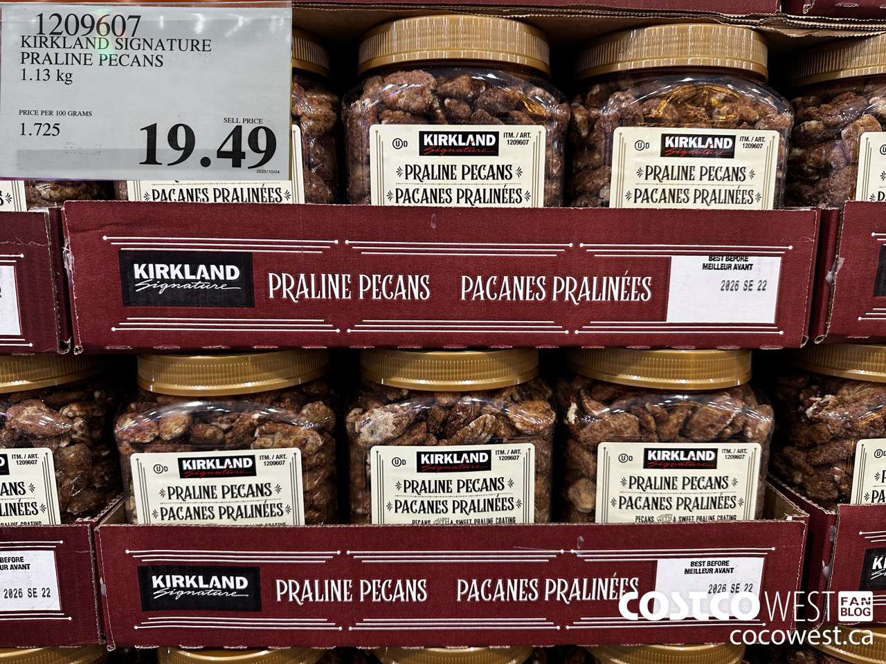 1209607 KIRKLAND SIGNATURE PRALINE PECANS 1.13KG $19.49
