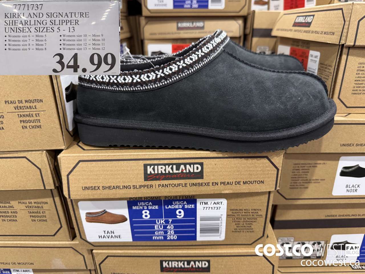 7771737 KIRKLAND SIGNATURE SHEARLING SLIPPER UNISEX SIZES 5-13 $34.99