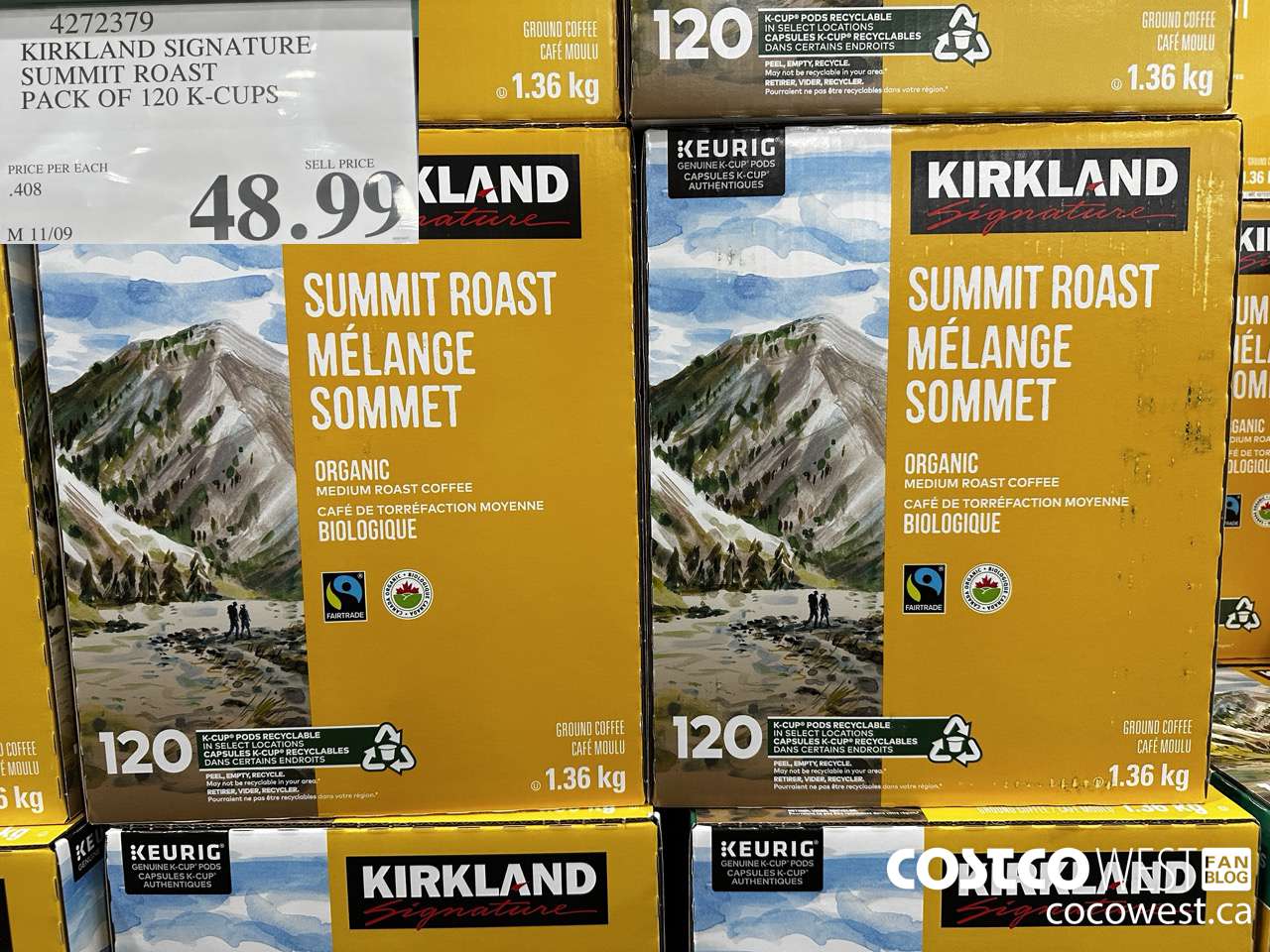 4272379 KIRKLAND SIGNATURE SUMMIT MEDIUM ROAST PACK OF 120 K-CUPS $48.99