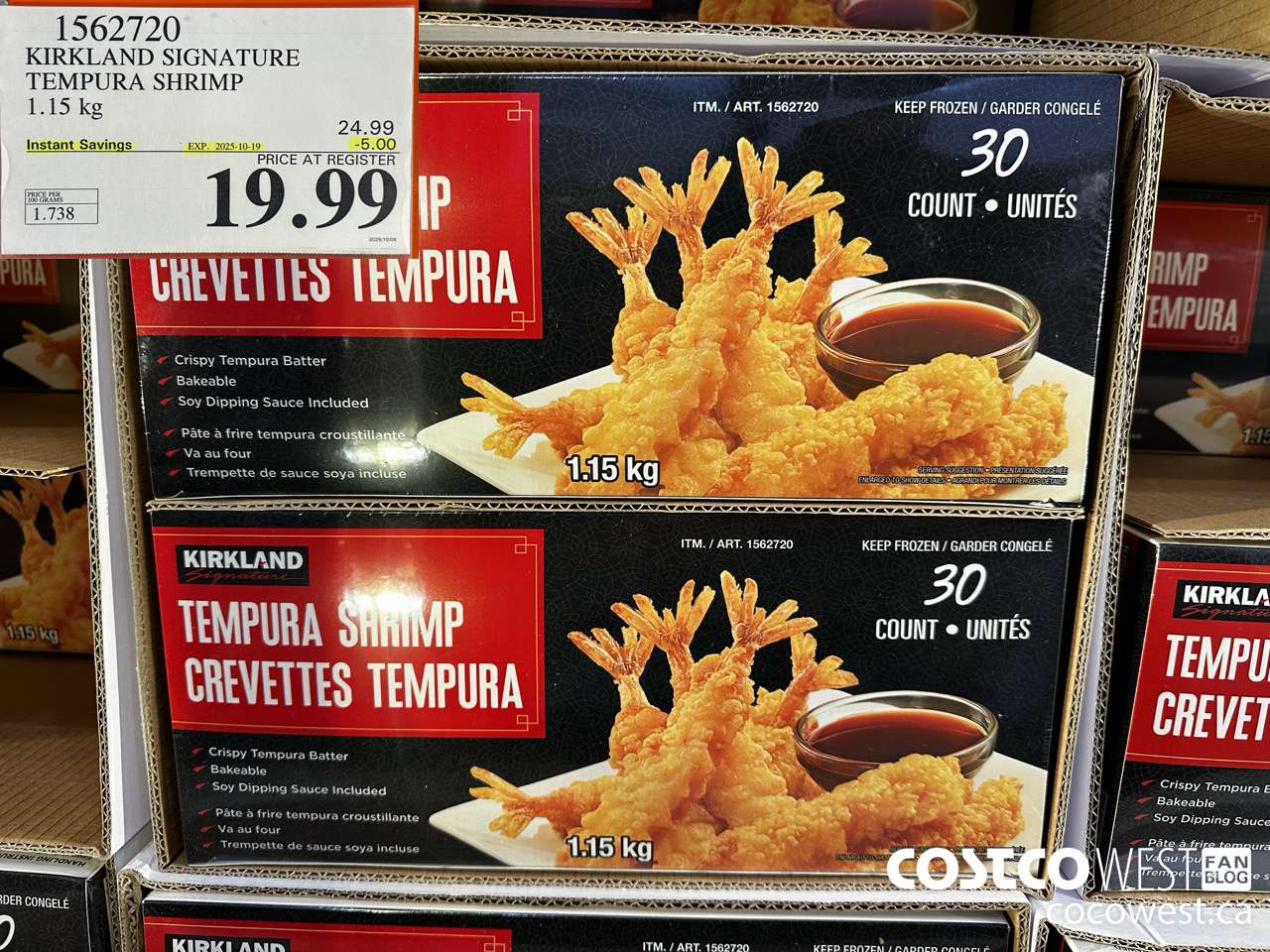 1562720 KIRKLAND SIGNATURE TEMPURA SHRIMP 1.15 kg ($5.00 INSTANT SAVINGS EXPIRES ON 2025-10-19) $19.99