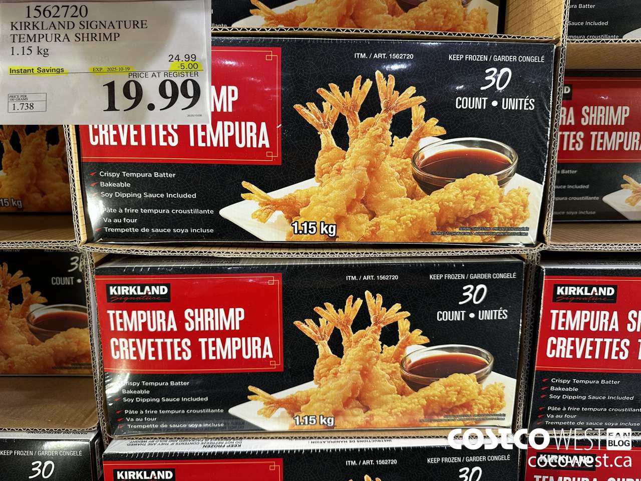 1562720 KIRKLAND SIGNATURE TEMPURA SHRIMP 1.15 kg ($5.00 INSTANT SAVINGS EXPIRES ON 2025-10-19) $19.99