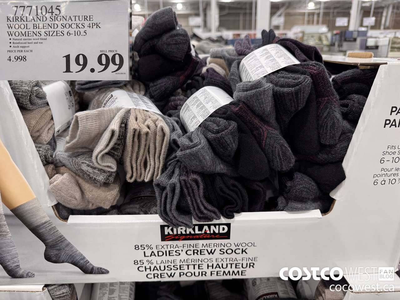 7771045 KIRKLAND SIGNATURE WOOL BLEND SOCK 4PK LADIES SIZES 6-10.5 $19.99