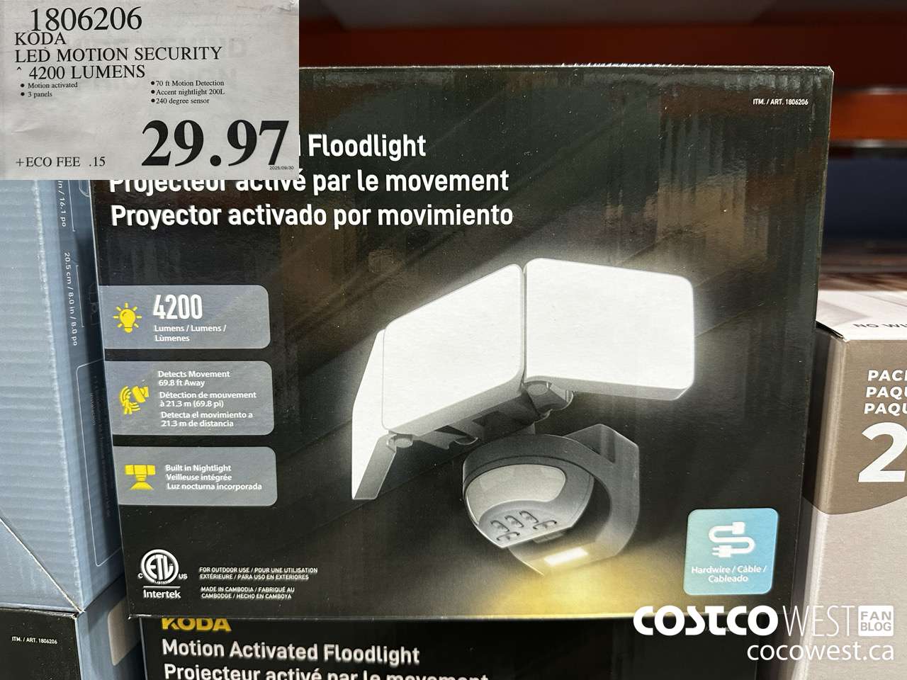 1806206 KODA LED MOTION SECURITY 4200 LUMENS $29.97