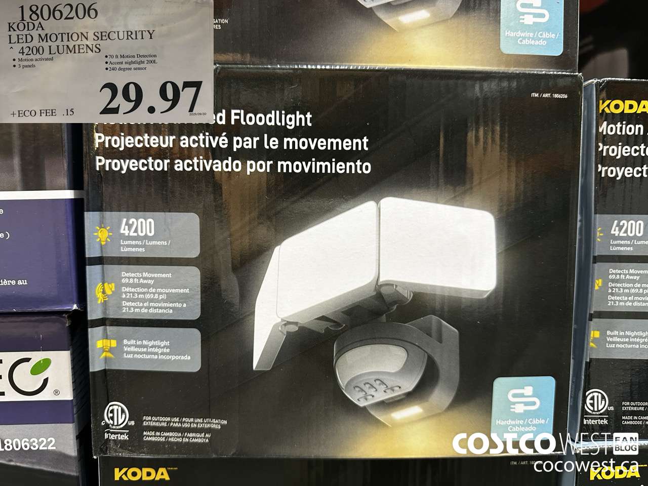 1806206 KODA LED MOTION SECURITY 4200 LUMENS $29.97