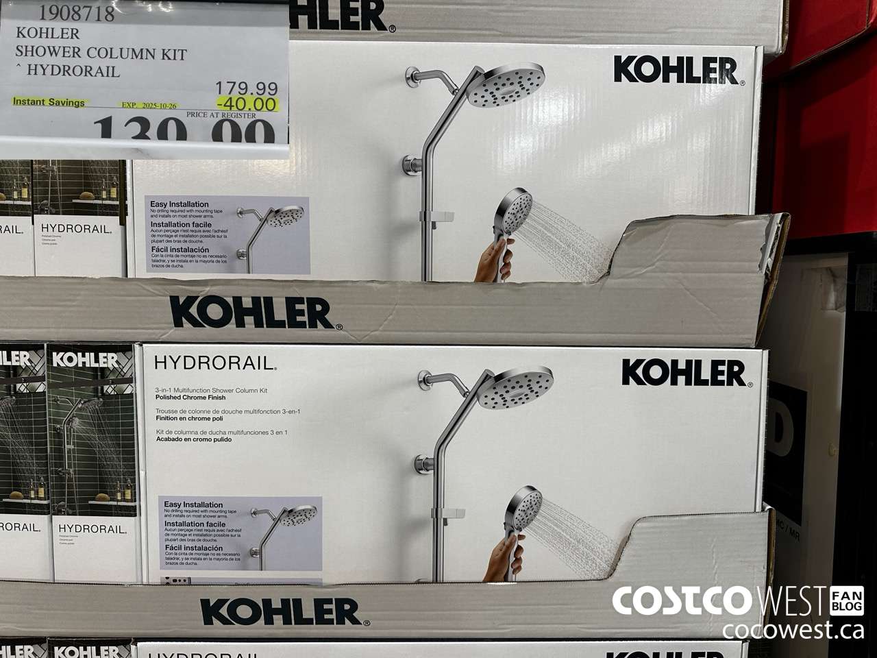 1908718 KOHLER SHOWER COLUMN KIT HYDRORAIL ($40.00 INSTANT SAVINGS EXPIRES ON 2025-10-26) $139.99