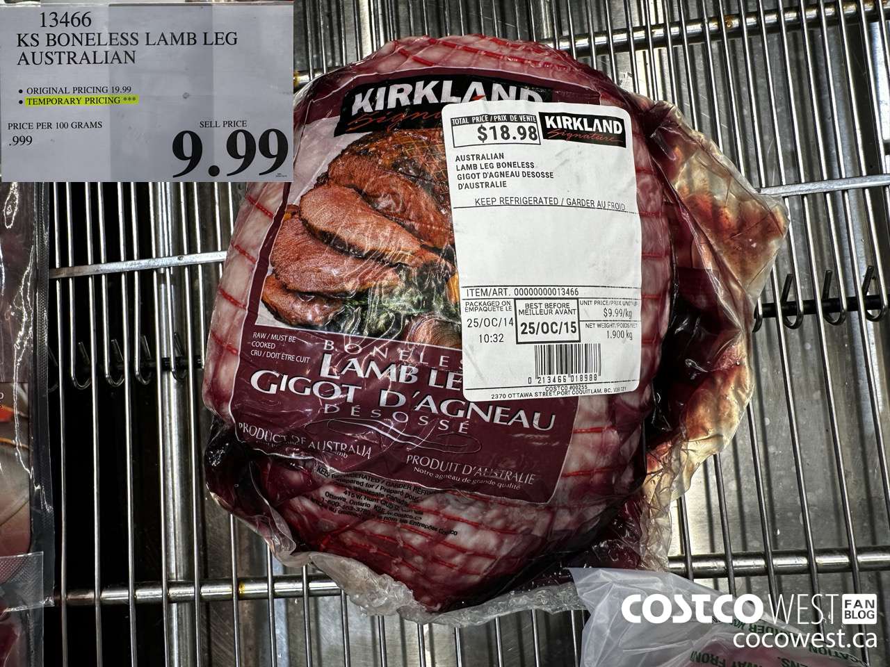 13466 KS BONELESS LAMB LEG AUSTRALIAN $9.99