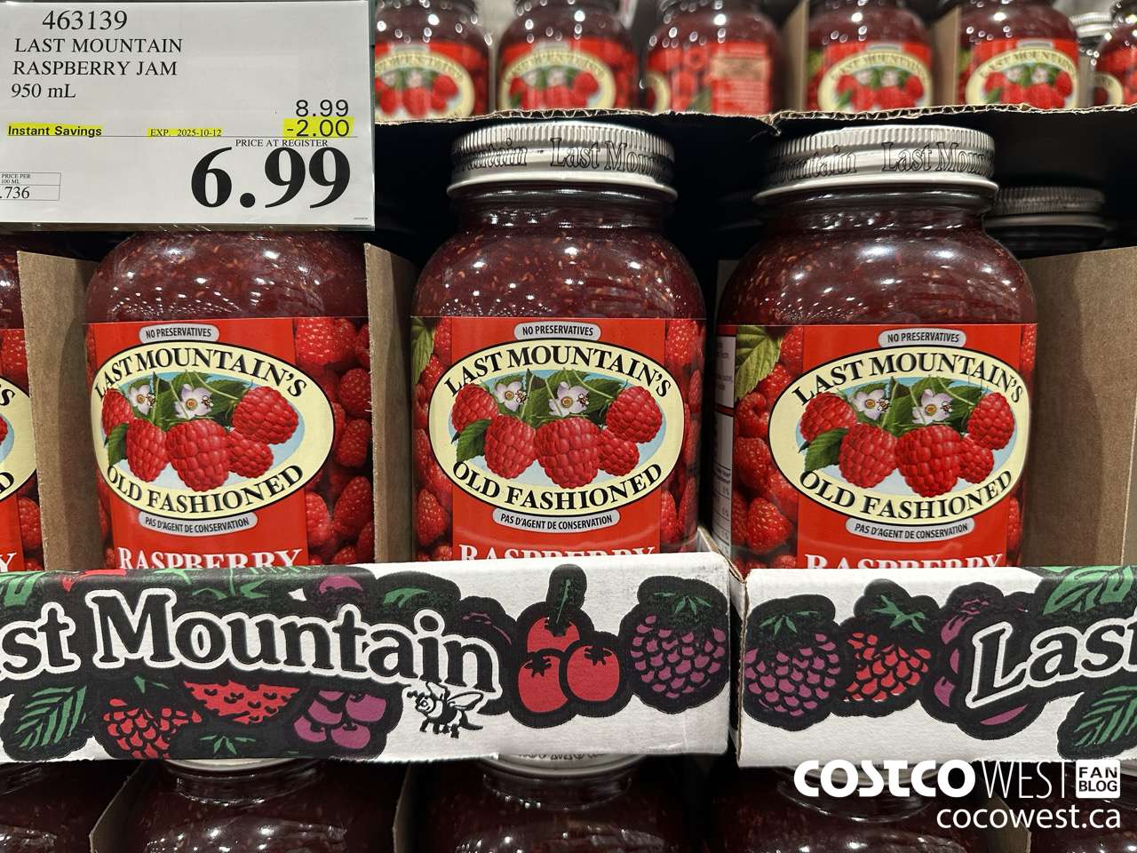 463139 LAST MOUNTAIN RASPBERRY JAM 950 mL ($2.00 INSTANT SAVINGS EXPIRES ON 2025-10-12) $6.99